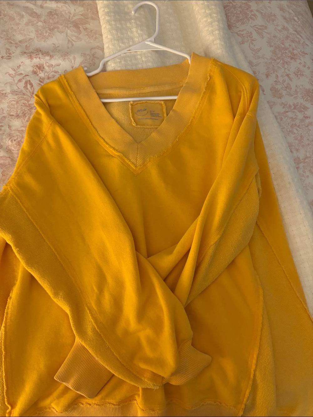 Aerie Yellow V-Neck Women's Sweater